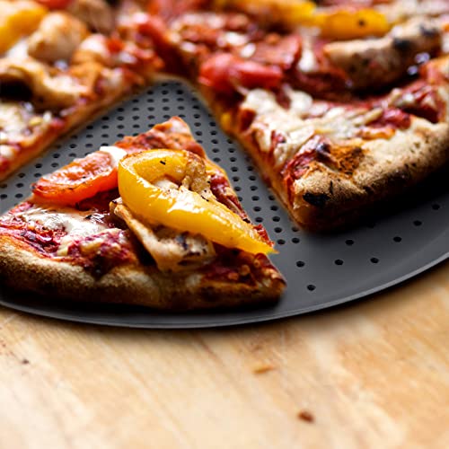 Beasea Pizza Pan with Holes, 13 Inch Pizza Pan Aluminum Alloy Round Vented Pizza Pans Heavy Duty Pizza Crisper Pan Pizza Baking Tray Bakeware for Home Restaurant Kitchen - color: Black, size: 13 Inch