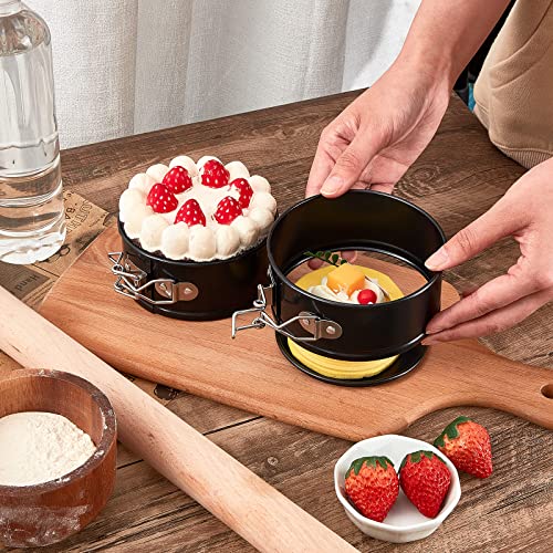Sunnyray 8 Pcs 4 Inch Springform Pans Mini Cheesecake, Black - color: Black