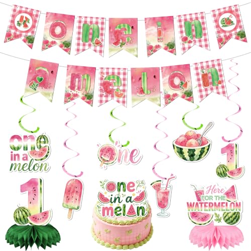One in a Melon Decorations Set, Watermelon Themed Birthday Decoration