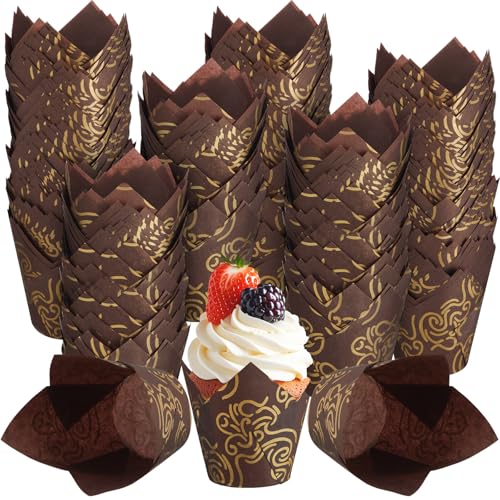 Tulip Cupcake Liners Muffin Cups, Brown - color: Brown