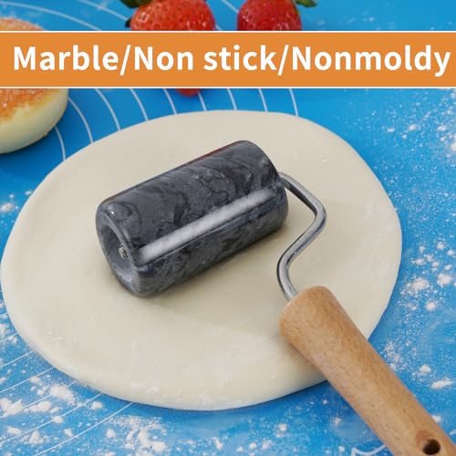 Tianman Small Marble Dough Roller Non-Stick T-Type,For Cake Baking Tortilla Fudge Pizza Cookies & Other Kitchen Baking Cooking(2.7"Black). - color: 2.7" Black, size: 2.7"