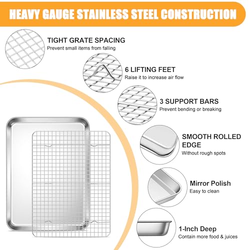 E-far Baking Sheet with Wire Rack Set, 17.6" x 13" (1 Pan +1 Cooling Rack) - size: 17.6"x13"