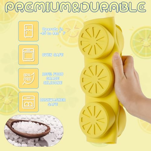2Pcs Silicone Lemon Shaped Mold Ice Cube Tray for Freeze, 9-Cavity Non-Stick Lemon Chocolate Candy Mold for Baking Mousse Cake - color: 9-cavity regular lemon shaped mold