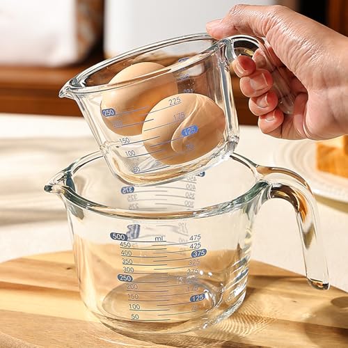 Clear Glass Measuring Jug 3 Pack Kitchen Measuring Cups with Scale - color: Transparent