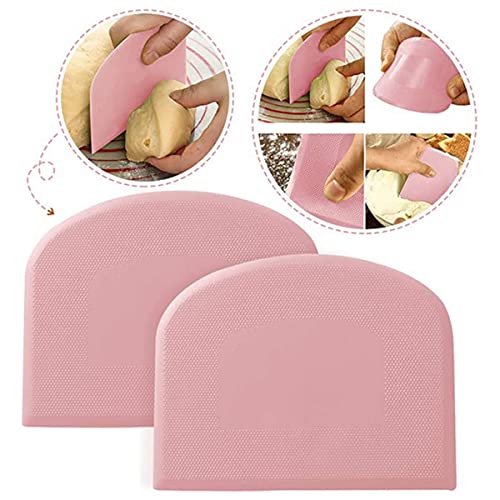 Dough Bowl Scraper Silicon Pastry Scrapers Home Kitchen Food Grade PE Backing Dough Blenders Hard Cutter for Cooking Bread Cake Mixing Pastry Dough Scrapers 4 Packs