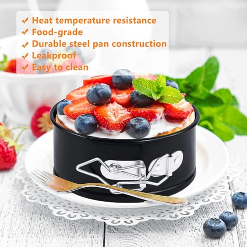 4 Inch Springform Pans Set of 4, Mini Cheesecake Pans with Removable Bottom