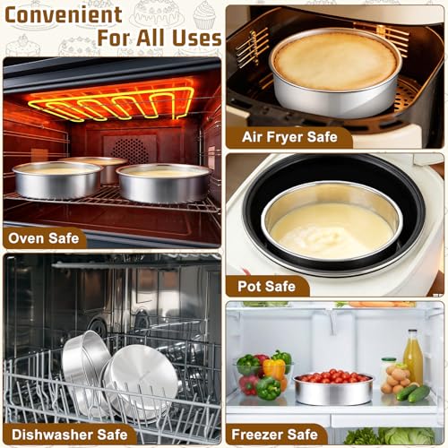 E-far 7 Inch Cake Pan Set of 3, Stainless Steel Round Baking Pans Tins - size: 7 x 2 Inch