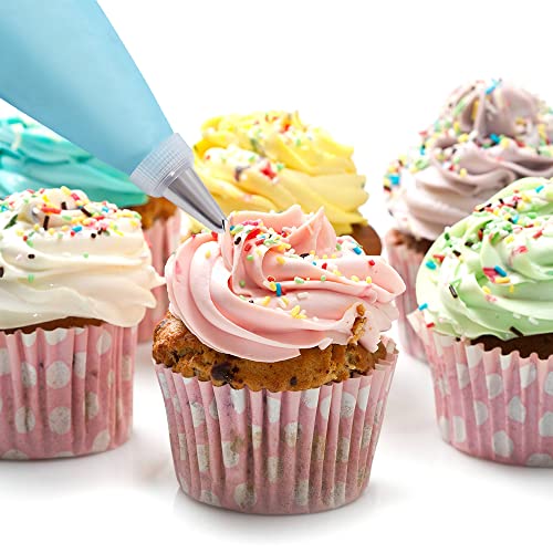 200Pcs Piping Bags and Tips Set, 12 Inch Pastry Bags, Cakes Decorating Kit Supplies, Icing Bags Disposable with 1 Reusable Piping Bags, 12 Frosting Tips, 2 Couplers, 2 Bag Ties (Pack of 2) - size: 12 Inch with Tips（200Pcs） (Pack of 2)
