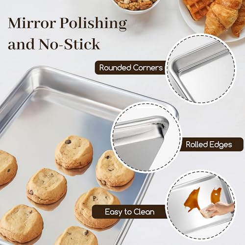 BIEAMA Aluminum Baking Sheet Pan Set of 4, 18" x 13"+ 13" × 10" - size: 4PACK 18"×13"+13"×10"