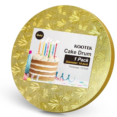 Kootek Cake Board 14 Inch Round Cake Drum Base para Pastel, 1 Pack Gold - color: Gold, size: 14 Inch