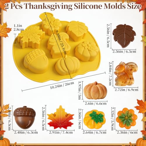 Fall Silicone Molds, 2 Pack Thanksgiving Soap Molds 14 Cavity - color: Thanksgiving Soap Molds