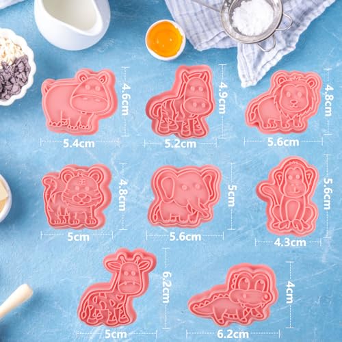 8PCS Forest Animal Cookie Cutters Set 3D Cookie Mold Plastic Cookie Stampers with Cute Cartoon Shapes for Biscuit Fondant Snacks Cheese Baking