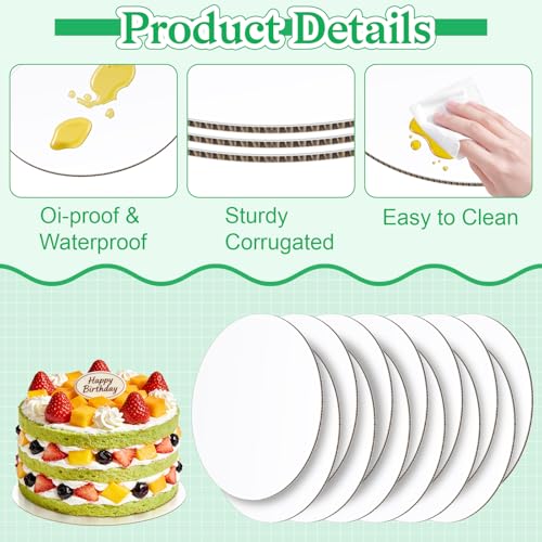 24 Pack 12 Inch Round Cake Boards,White Cardboard Cake Rounds 12 inch, Cake Circles & Cake Drums, Greaseproof Sturdy Disposable Cake Bottom Board for Cakes, Cupcakes, Pizza, Pies - size: 12 Inches