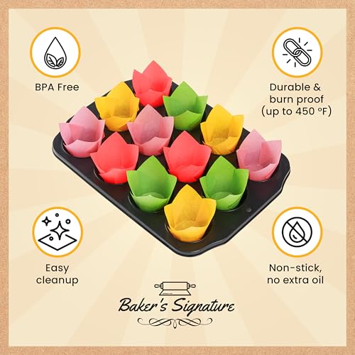 Tulip Cupcake Liners, Muffin Liners for Baking by Baker's Signature - color: 4.Colorful