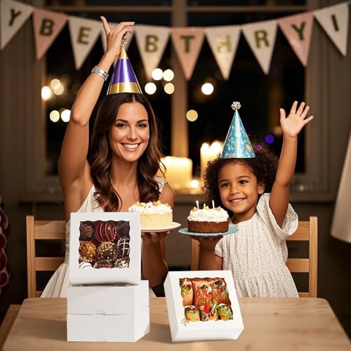 JCXGRVC5x5x2"20 Pcs Bakery Boxes with Window Cookies Chocolate Truffle box - size: 5"X5X2"