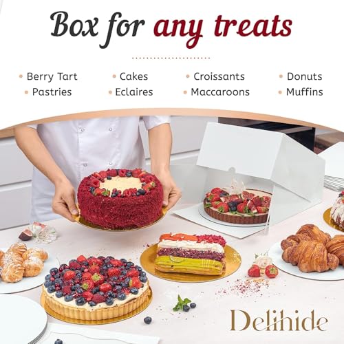 12 Cake Boxes With Cake Boards Set 10", Sturdy, Greaseproof, Front-Loading - color: Cake Boxes & Boards Set