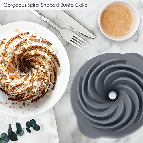 Bunte Cake Pan, Non-Stick 10-Inch Angel Food Cake Pan, Silicone Cake Mold with Metal Reinforced Frame More Strength for Long-Lasting Performance - style: Spiral Bunte Cake Pan