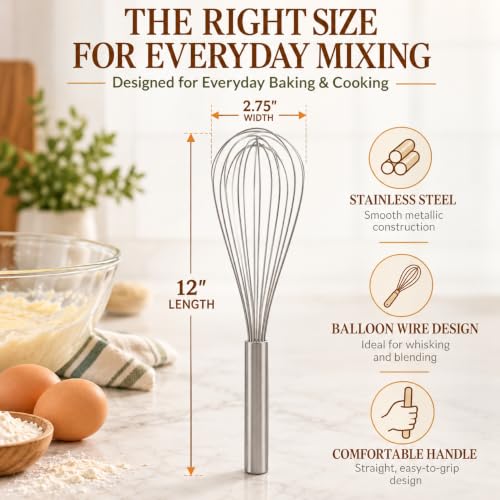 Mrs. Anderson’s Baking Balloon Whisk, Stainless Steel, 12-inches - style: Balloon