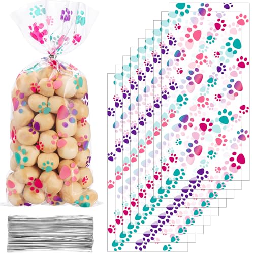 Blulu 100 Pcs Dog Treat Bags Puppy Party Favor, Pink and Purple - color: Pink and Purple