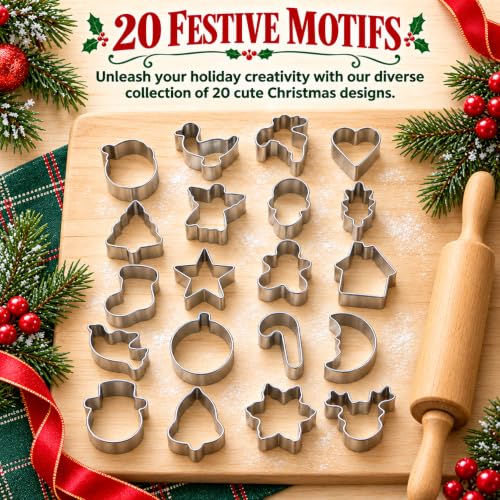 Mini Christmas Cookie Cutters Set,20PCS Stainless Steel Cookie Cutters - style: Mini Christmas