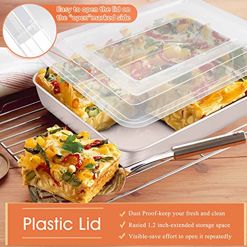 Herogo 9 x 12 Inch Baking Pan with Lid Set (3 Pans + 3 Lids) - size: 12.4" x 9.6" x 2"