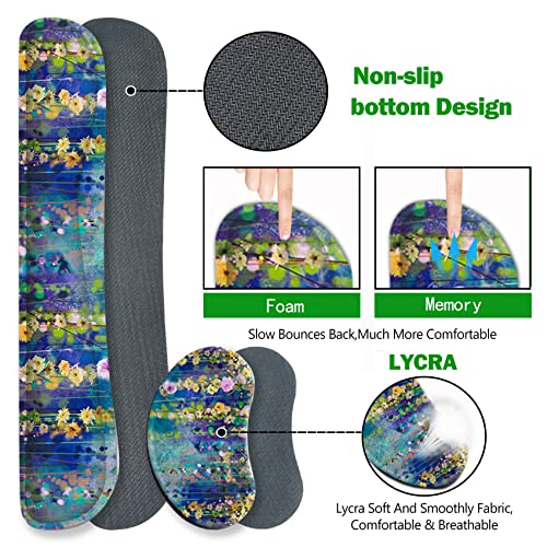 ARTSO Large Gaming Mouse Pad Set, Keyboard Wrist Rest Support + Mouse Wrist Cushion + Extended Mousepad + Coaster, 35x15.5in Multifunctional Desk Mat 4pcs, Oil Painting Flowers - color: Oil Painting Flowers