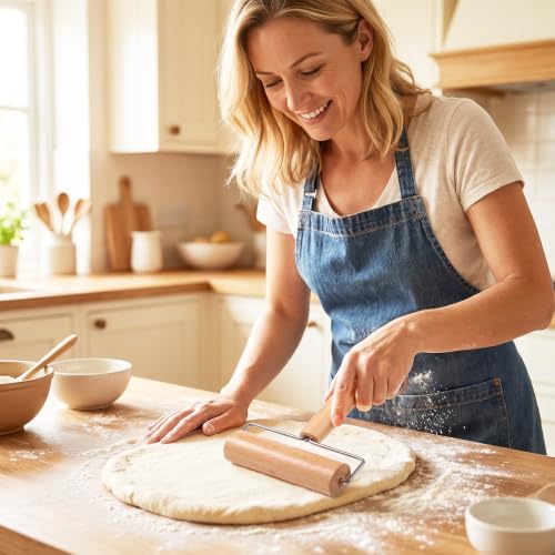 Pastry Roller with Handle,Small Rolling Pin for Dough Baking