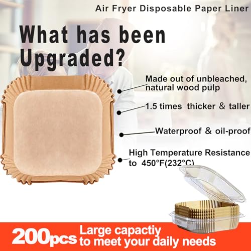 Air Fryer Liners Disposable for Instant Pot Vortex Plus 6QT XL Air Fryer - size: 8" Square 200 pcs