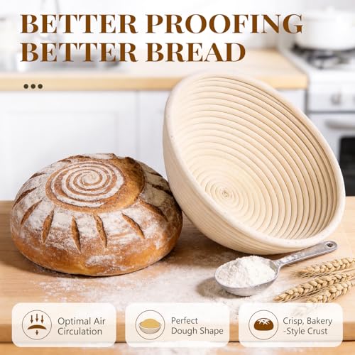 BAVIFY Sourdough Starter Kit, Banneton Bread Proofing Baskets Set