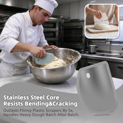 Sapid Flexible Curved Edge Silicone Bowl Scraper Dough Scraper Baking Bread - color: Gray