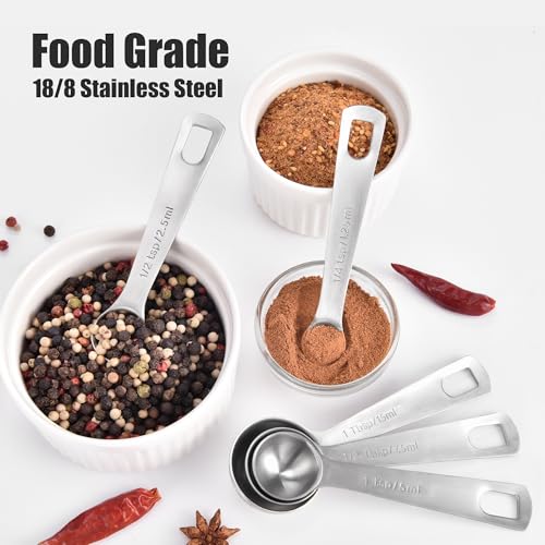 Doosu 18/8 Stainless Steel Measuring Spoons with Engraved Metric (Set of 9) - size: Set of 9