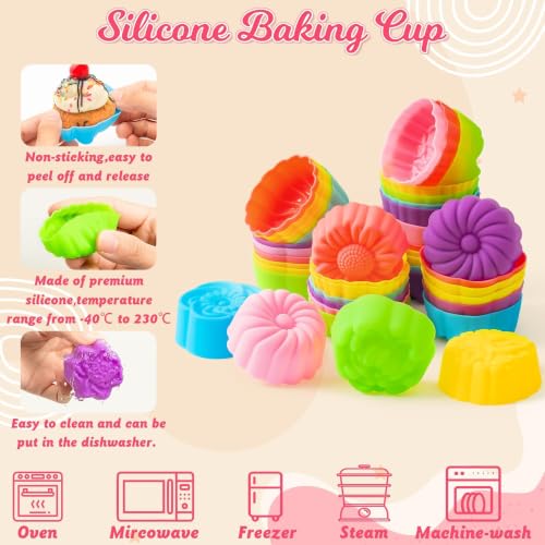 R HORSE Mini Silicone Cupcake Molds, 2 Inch Flower Shapes Baking Cups - color: Morning Glory
