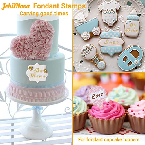 4PCS Alphabet Cake Stamps for Biscuit Fondant Cookie, Cute Fondant Stamp - color: Clear 1