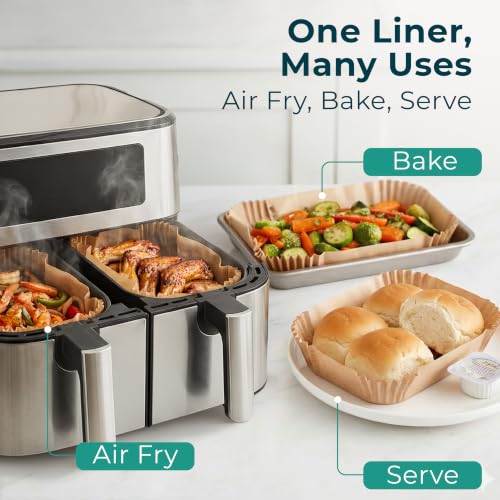 Air Fryer Liners Disposable Large 10.6” Rectangle for 8-12 QT Basket 128 Pcs - size: 10 inch - Rectangle