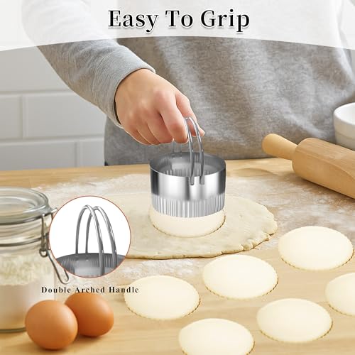 5 Pcs Round Biscuit Cutter Set with Handle - size: Round