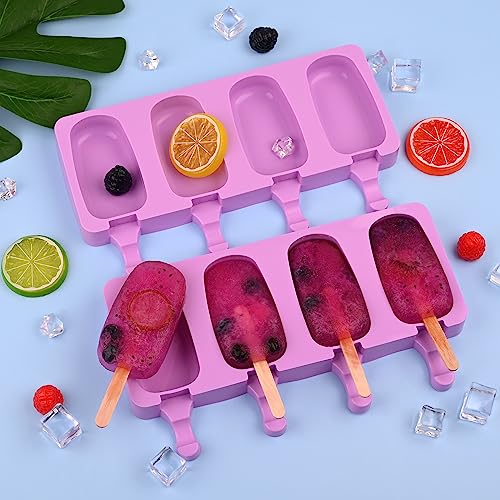 WMKGG Popsicle Silicone Molds Set, 2 PCS Ice Cream Molds(Standard/Purple) - color: Purple