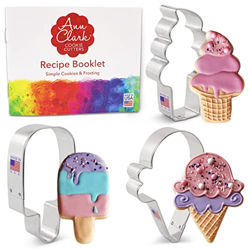 Ann Clark Ice Cream Cookie Cutters Set of 3, Made in USA - style: Ice Cream Set, 3-pc.