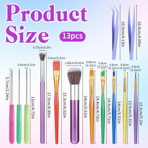13 Pcs Paint Brushes Fondant Tools, Cake Candy Decorating Brushes Tools for Cake Baking Chocolate Sugar Cookie Decoration Cakes Brush for Luster Dust Pastry Decorating Supplies