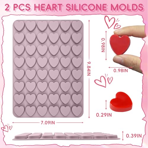 Heart Silicone Mold, 2 Pack Small Heart Chocolate Molds 96 Cavity - size: 48 Cavity Heart
