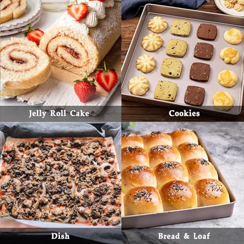 11-Inch Square Baking Pan Set, 1.4-Inch Deep Nonstick Carbon Steel, 2 Pack - size: 11″ Square