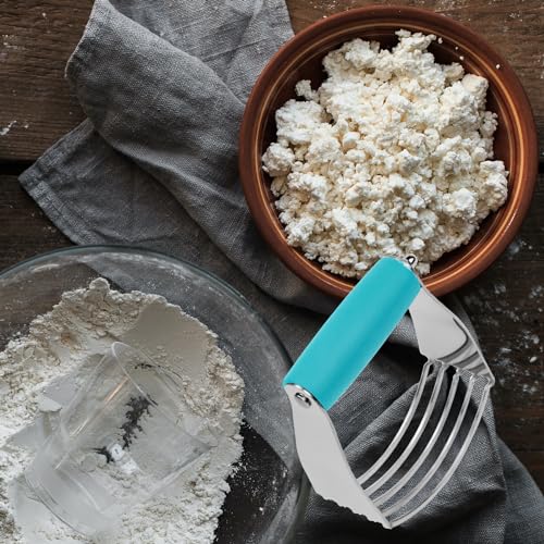 Dough Blender Heavy Duty Pastry Cutter Stainless Steel Butter Cutter Professional Baking Tool For Mixing Flour Butter (Blue) - color: Blue
