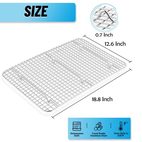 TeamFar Cooling Rack, 18.8”x12.6” Stainless Steel Baking Grid Wire Rack - size: 18.8 x 12.6- Inch