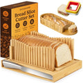 Bread Slicer Guide for Homemade Bread 3-In-1 Set: Sourdough Rounds Slicer, Baguette Cutter & Sandwich Sealer | Bread Loaf Slicing, Adjustable Bamboo Bread Cutter With Knife & Magnetic Slot - size: 3-in-1 Set (Full Kit)