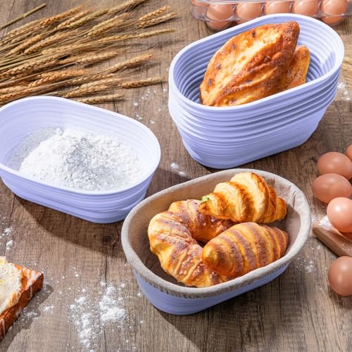Nuogo 9 Pack Collapsible Silicone Oval Bread Proofing Baskets Bulk, Purple - color: Purple