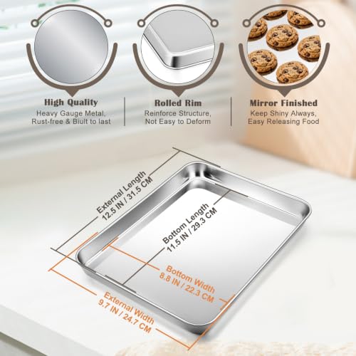 12.5"x9.7"Baking Sheet Pan(2Pcs), Joyfair Stainless Steel Toaster Oven Tray - size: 12.5"x9.7"