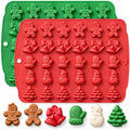 2 Pack Christmas Silicone Molds 60 Cavity Christmas Candy Molds (Red-green) - color: 2pcs Xmas mold001