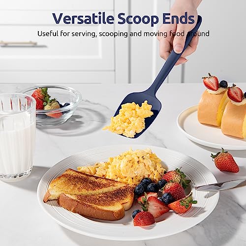 Heat Resistant Silicone Spatula Set: U-Taste 600ºF High Temp Seamless Food Grade Food Grade Flexible Rubber Silicon Kitchen Cooking Mixing Baking Scraper for Nonstick Cookware Set of 4 (Midnight Blue) - color: Midnight Blue