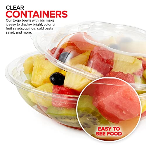 Stock Your Home 18oz Clear Plastic Salad Bowls with Lids Disposable (50 Pack) Mini Takeout Container with Snap on Lid for Fruit Salads, Quinoa, Lunch and Meal Prep, Acai Bowl, To-Go Party Containers - size: 18oz