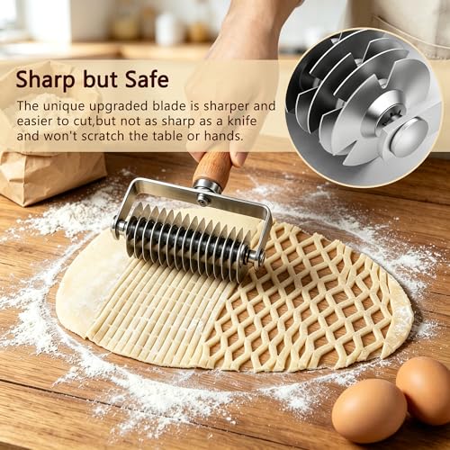 Stainless Steel Pastry Lattice Roller Cutter Pastry Cutter Double Wheel Kit