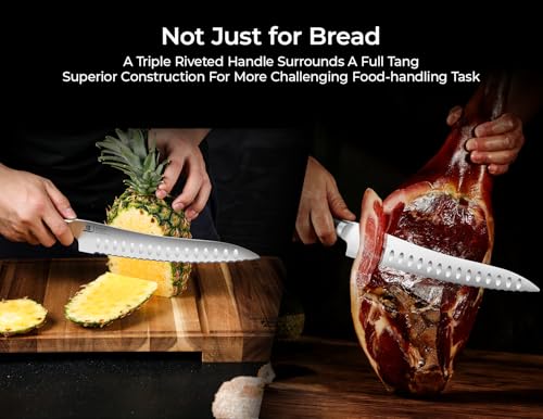 Piklohas Resharpenable Bread Knife for Homemade Bread, 10 Inch - size: 10"